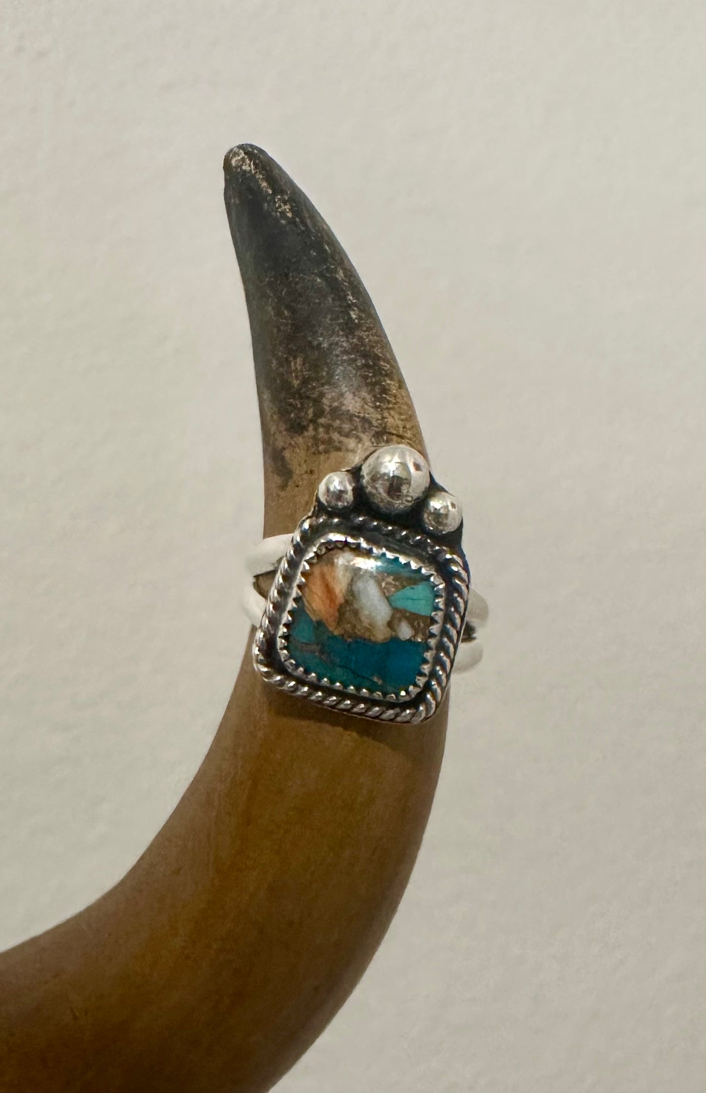 Oyster shell and Turquoise Ring