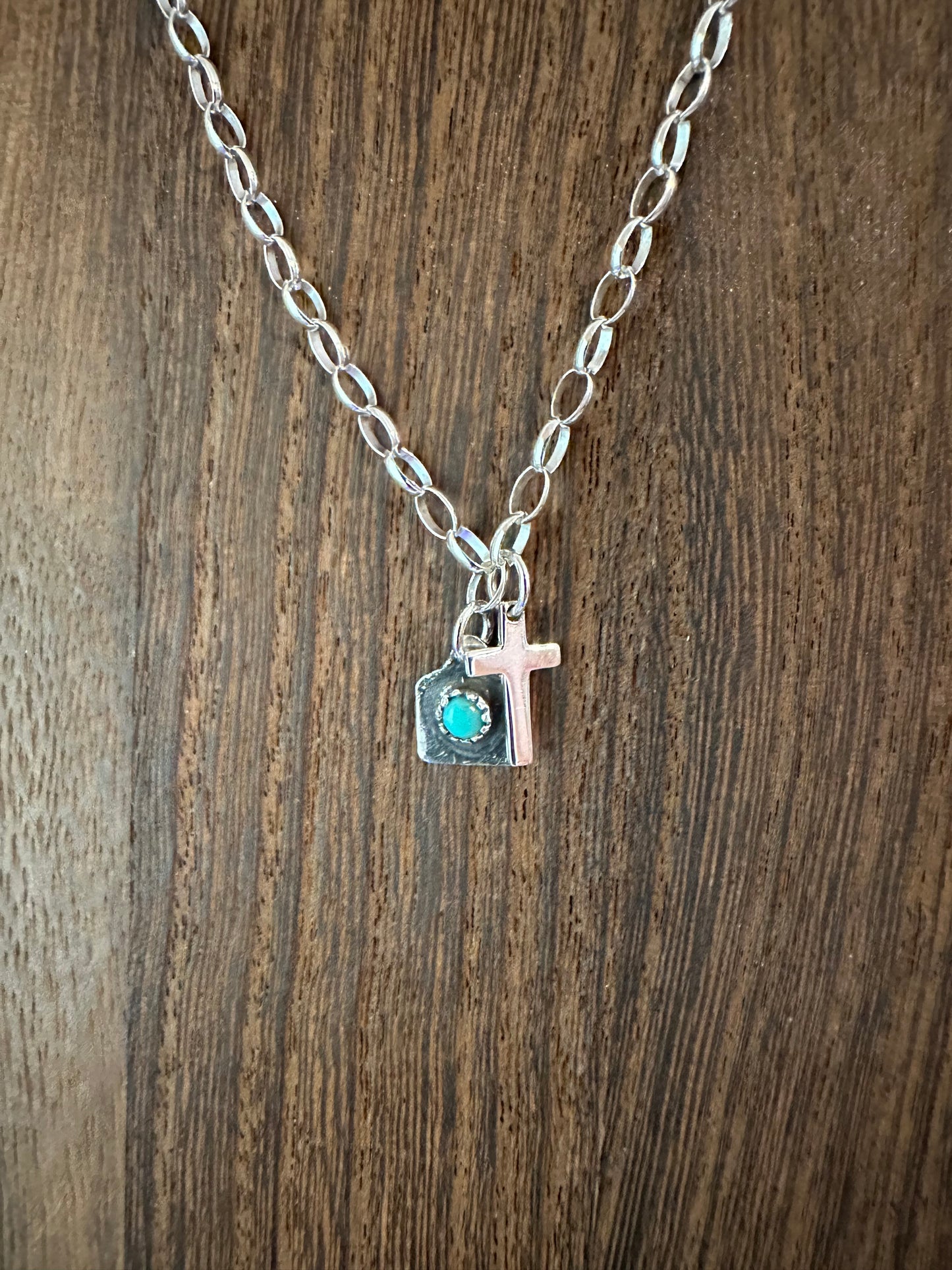 Little cross and turquoise necklace