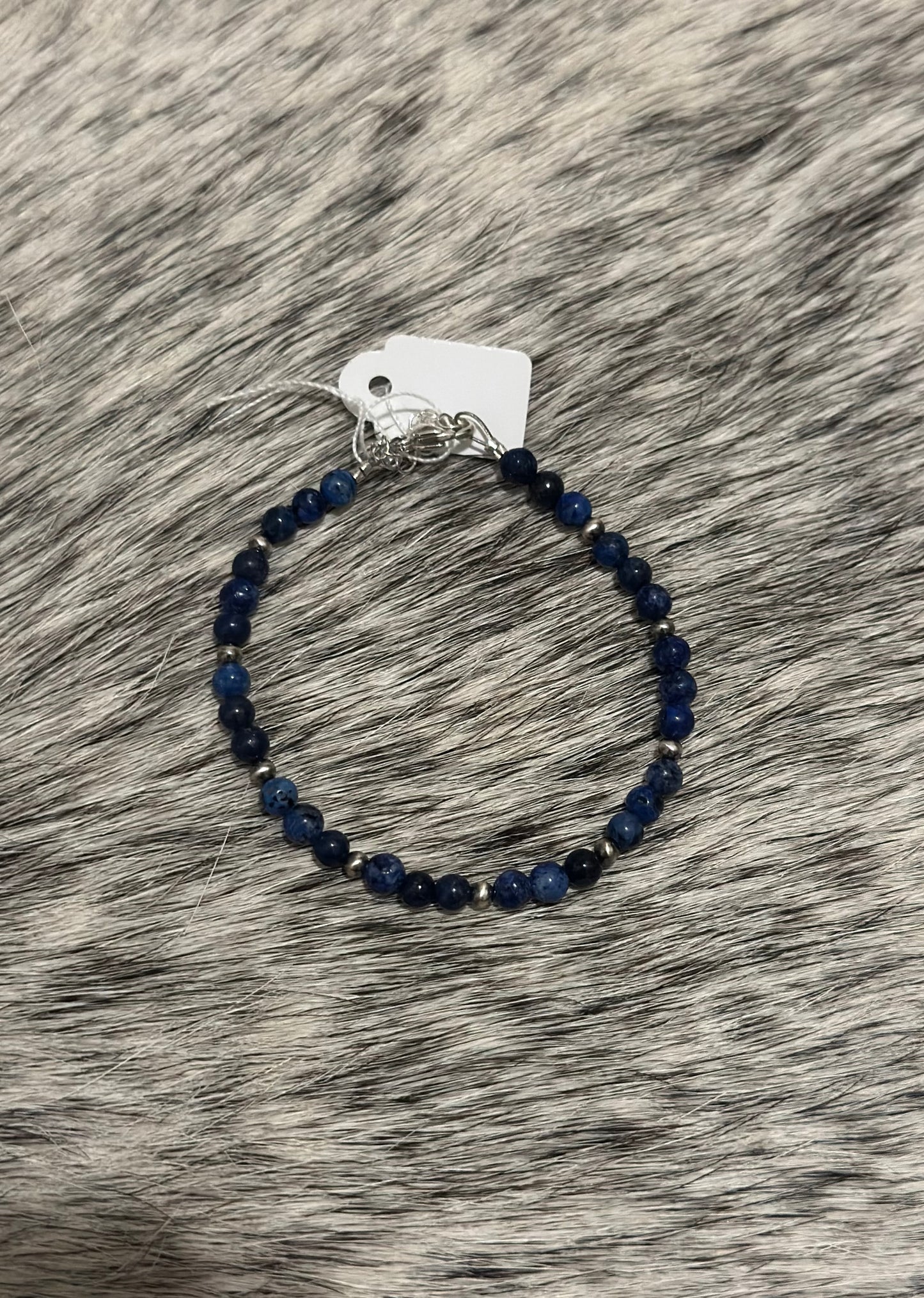 Blue Lapis and Sterling Silver pearl bracelet