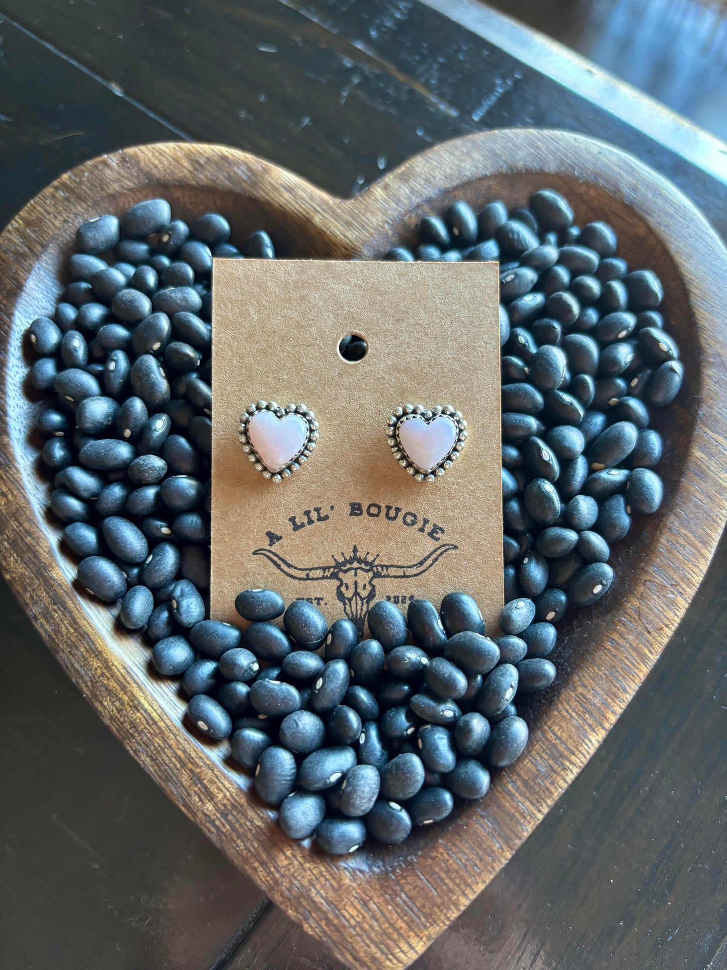 Pink Conch Heart Earrings