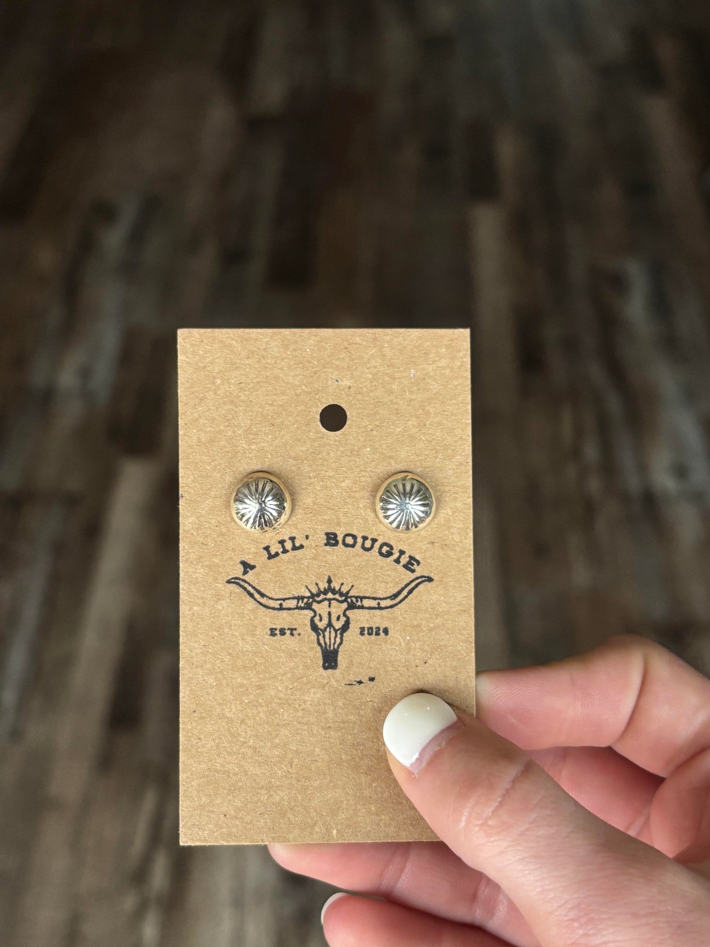 Sterling Silver Concho Stud Earrings