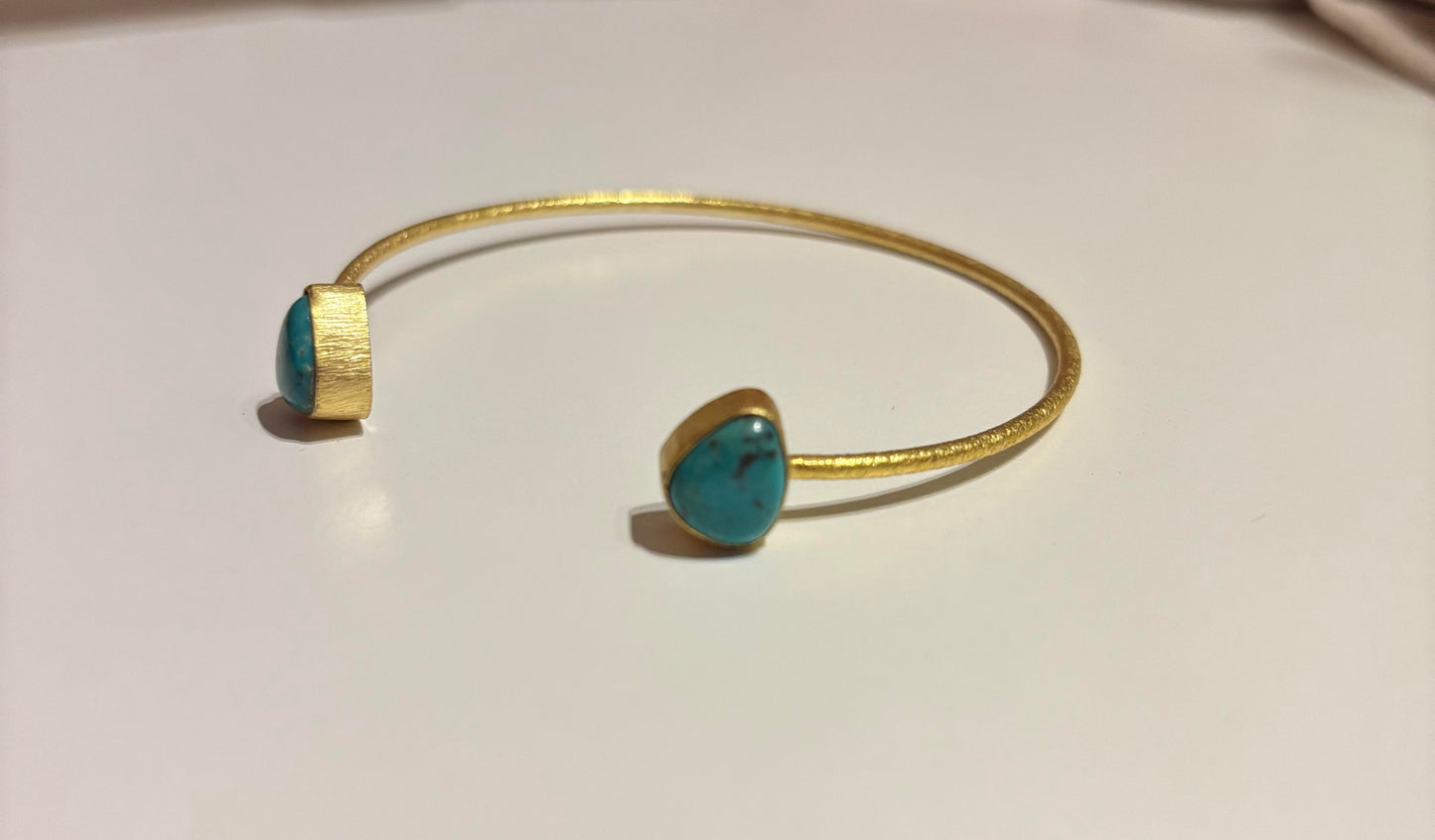 Natural Turquoise Golden Cuff