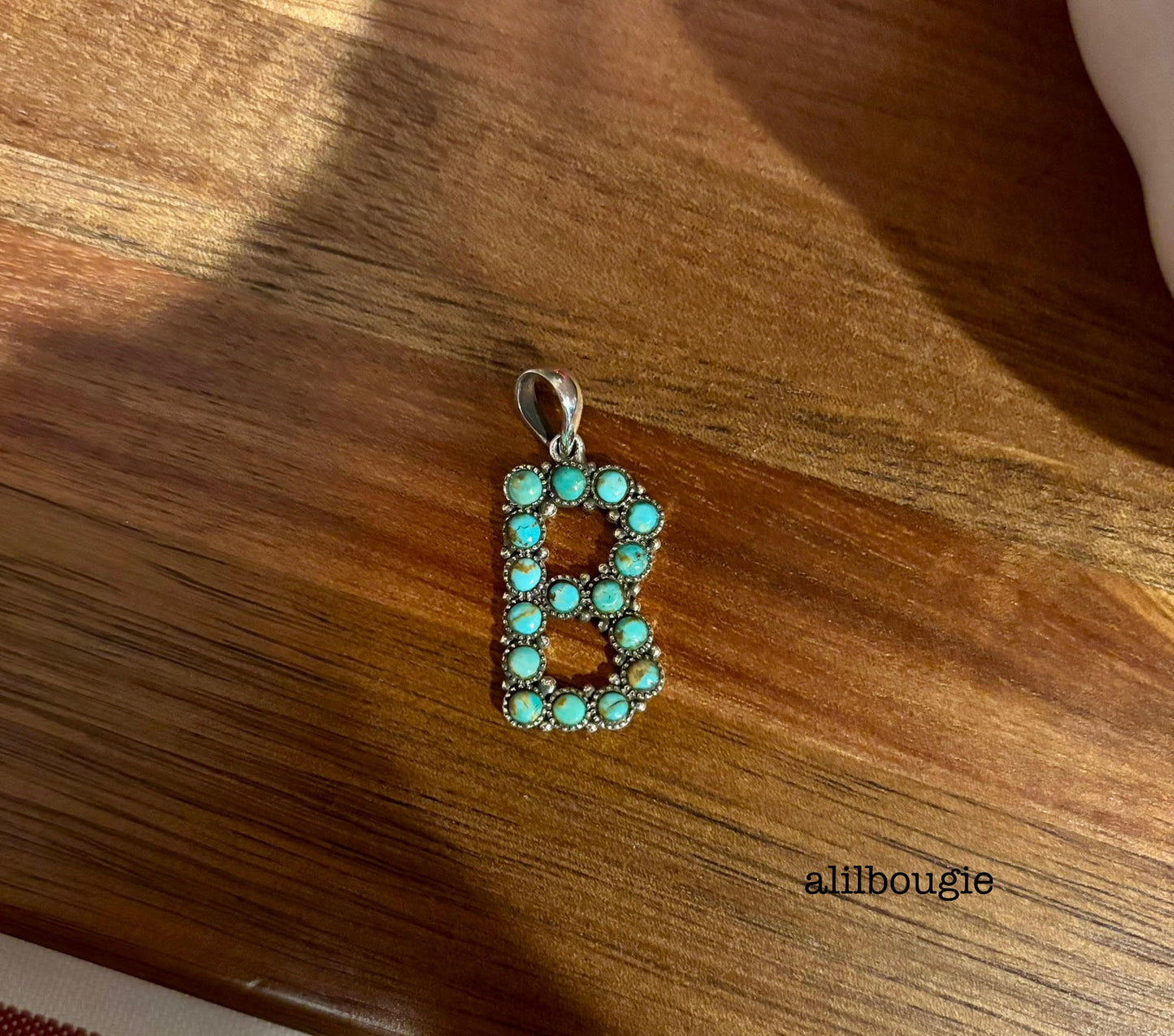 Handmade Royston Turquoise Letter Pendant