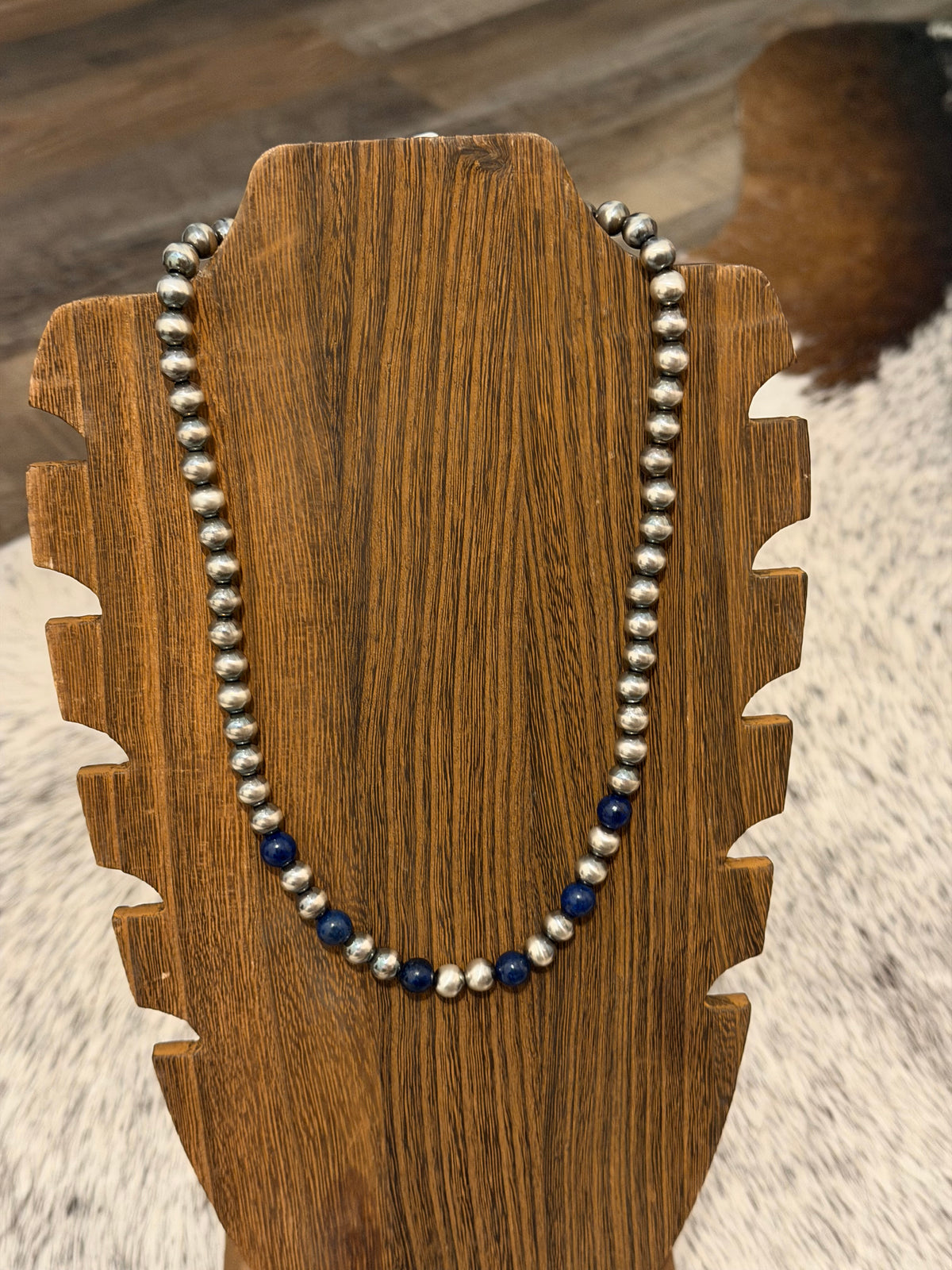 8mm Blue Lapis and Sterling Silver  necklace