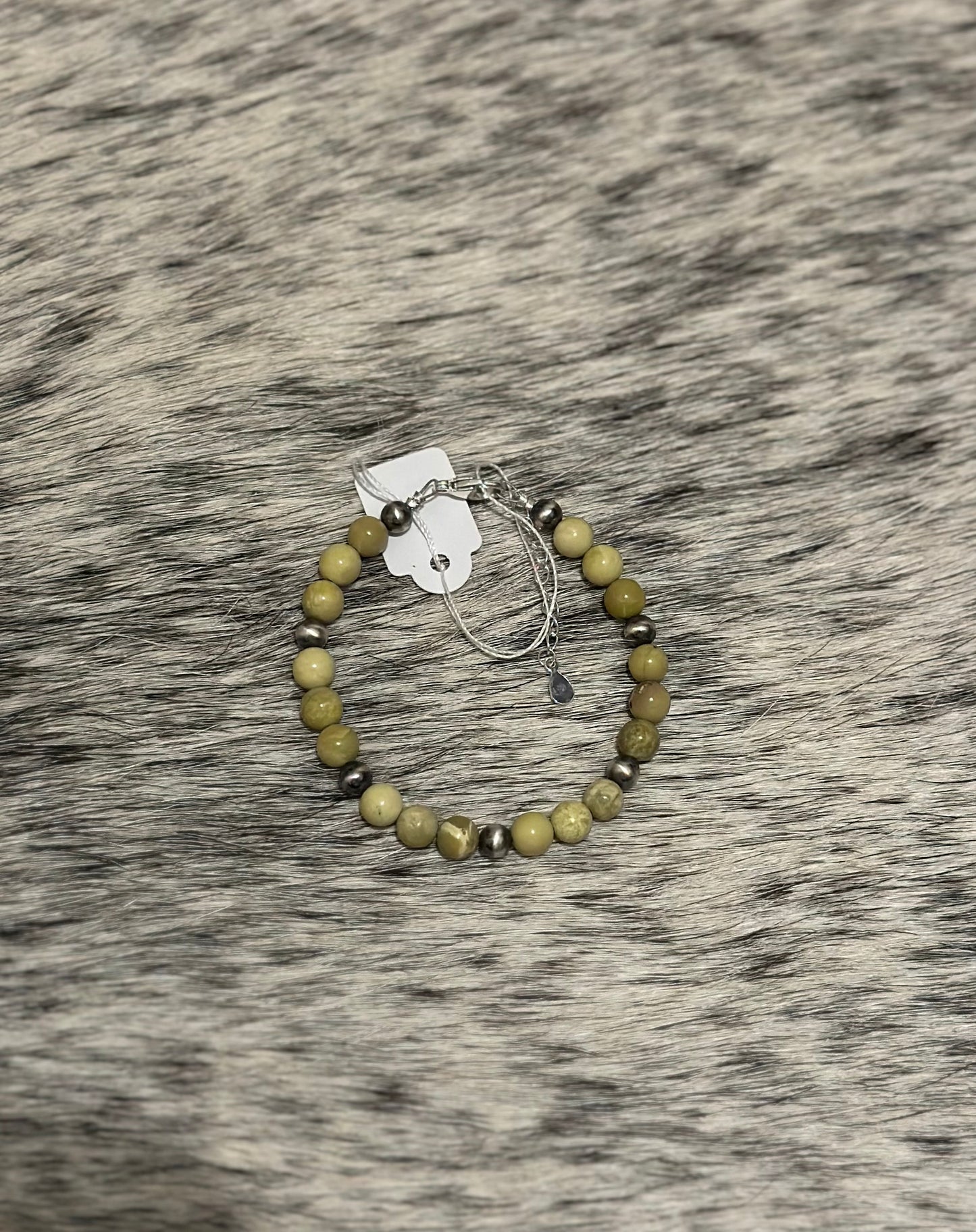 Palomino turquoise and sterling silver pearl bracelet