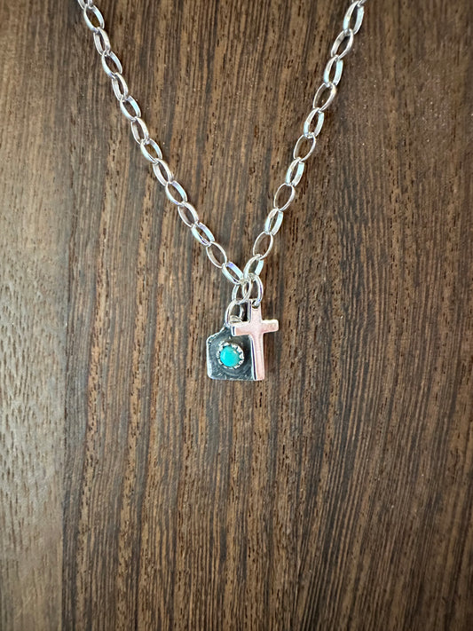 Little cross and turquoise necklace