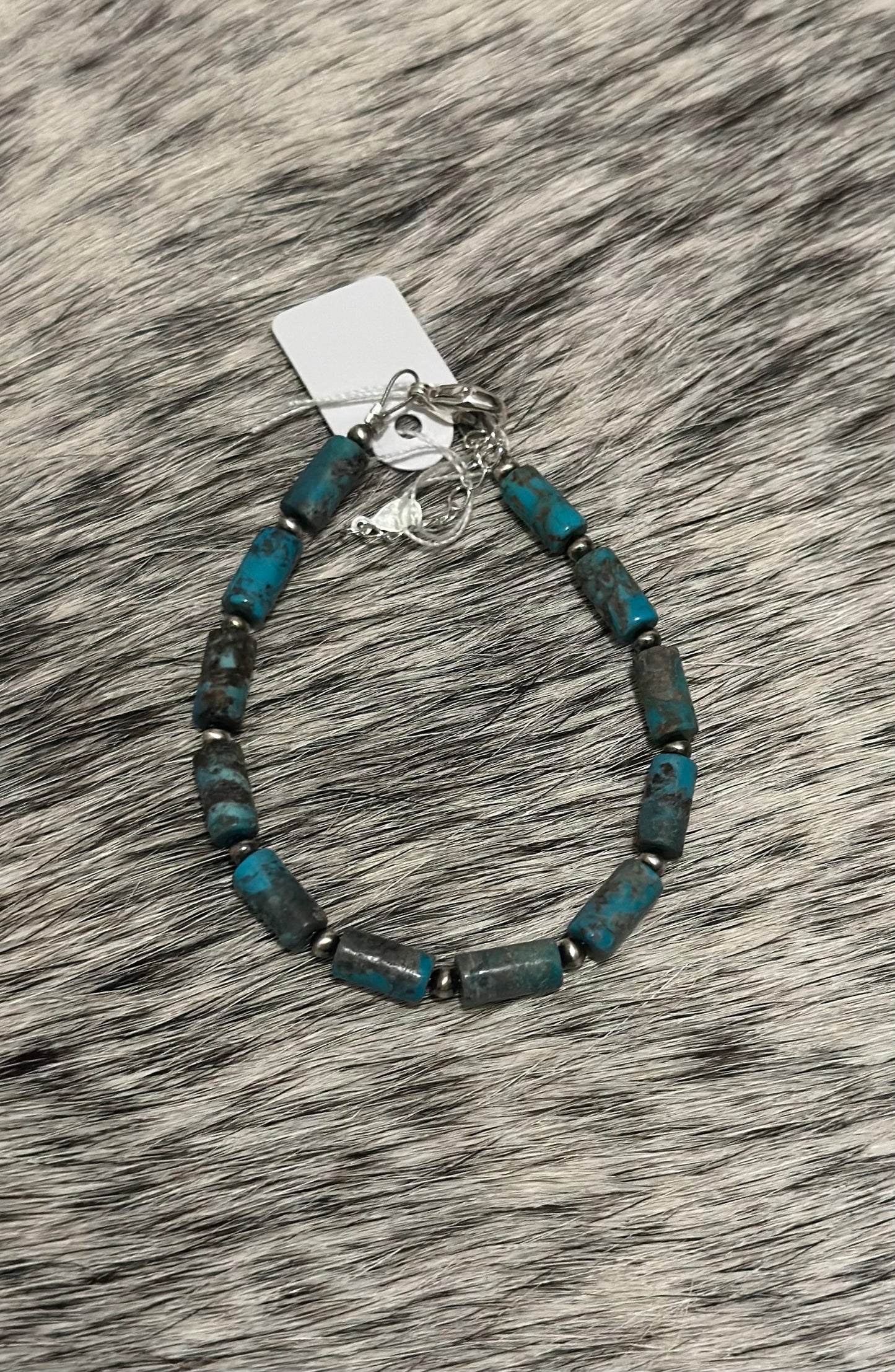 Turquoise and sterling silver pearl bracelet