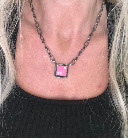 #2 pink dice necklace