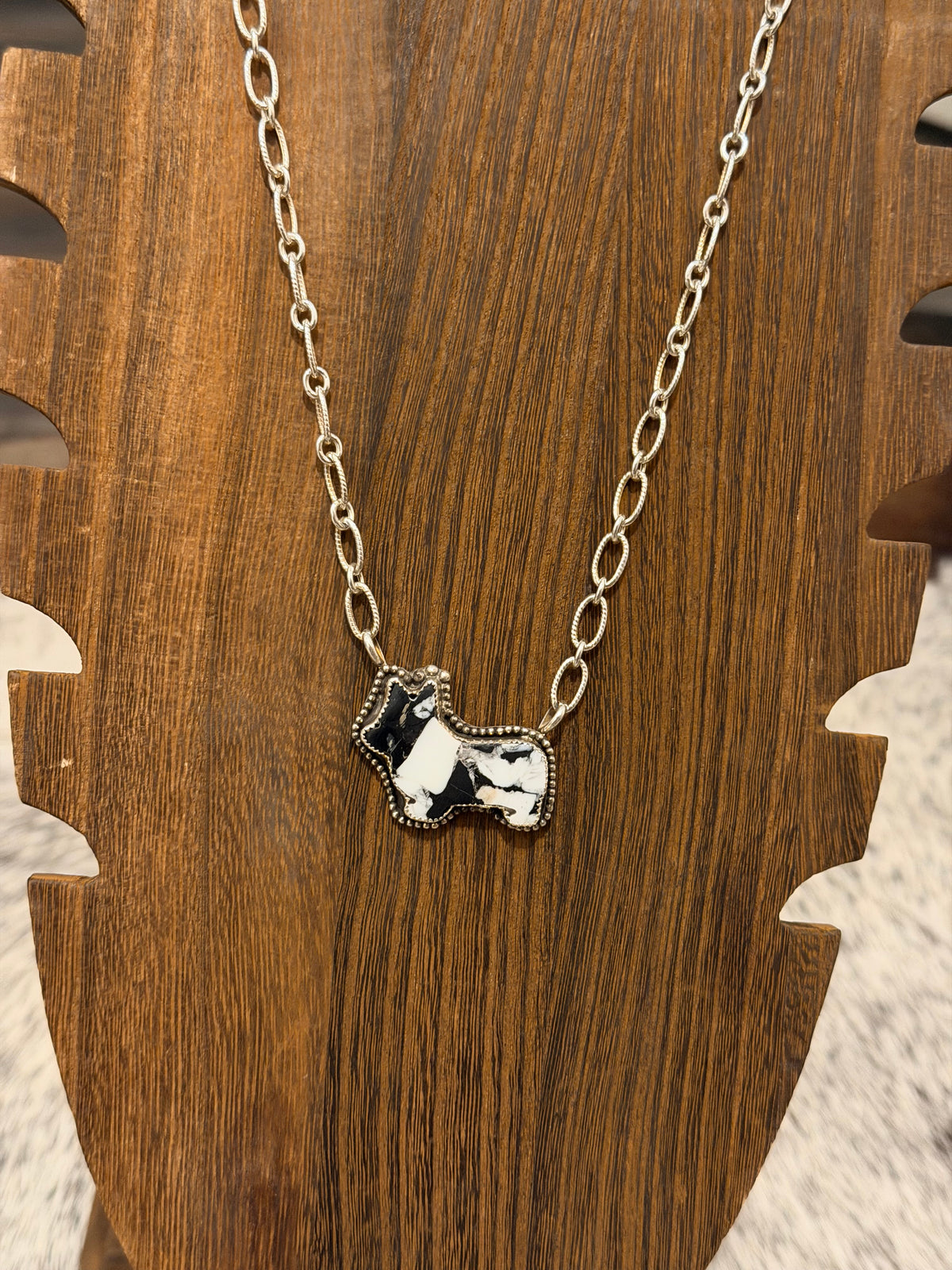White buffalo Corgi necklace