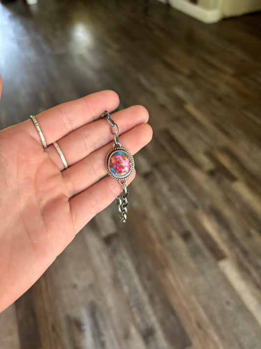 Pink Dream Mojave & Sterling Silver Link Bracelet