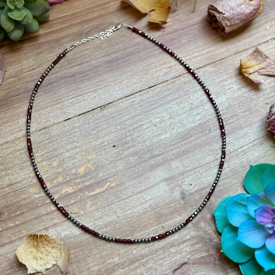Dark Red Natural Garnet Necklace