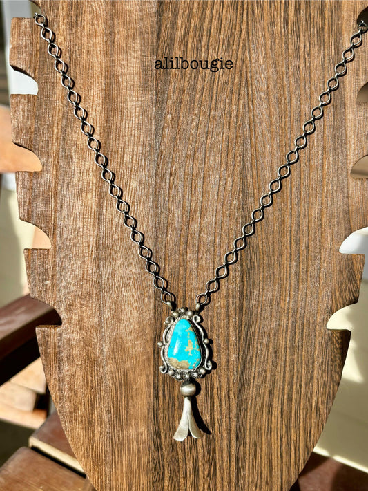 Kingman Turquoise Blossom Necklace